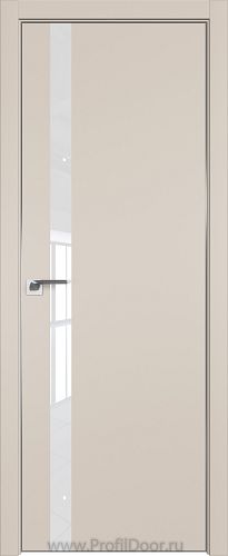 Дверь Profil Doors 6E цвет Санд кромка Матовый Алюминий с 4-х сторон стекло Lacobel лак Классик