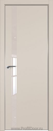 Дверь Profil Doors 6E цвет Санд кромка Матовый Алюминий с 4-х сторон стекло Lacobel Перламутровый лак