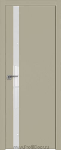 Дверь Profil Doors 6E цвет Шеллгрей кромка ABS Черная матовая с 4-х сторон стекло Lacobel Белый лак