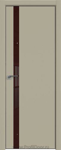 Дверь Profil Doors 6E цвет Шеллгрей кромка BLACK EDITION с 4-х сторон стекло Lacobel Коричневый лак