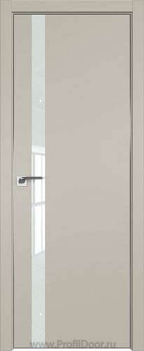 Дверь Profil Doors 6E цвет Шеллгрей кромка Матовый Алюминий с 4-х сторон стекло Lacobel Белый лак
