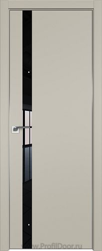 Дверь Profil Doors 6E цвет Шеллгрей кромка Матовый Алюминий с 4-х сторон стекло Lacobel Черный лак