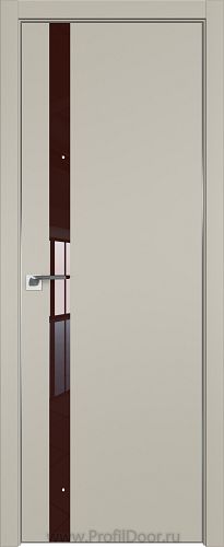 Дверь Profil Doors 6E цвет Шеллгрей кромка Матовый Алюминий с 4-х сторон стекло Lacobel Коричневый лак