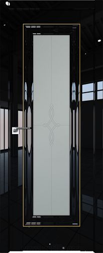 Дверь Profil Doors 24L цвет Черный люкс стекло Узор Матовое молдинг Золото Люкс