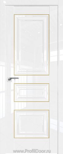 Дверь Profil Doors 25L Белый люкс Глухое полотно молдинг золото