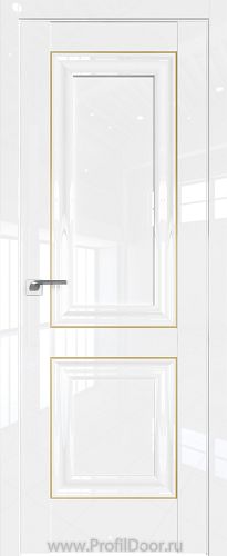 Дверь Profil Doors 27L Белый люкс Глухое полотно молдинг золото