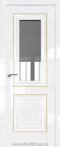 Дверь Profil Doors 28L Белый люкс стекло Прозрачное молдинг золото