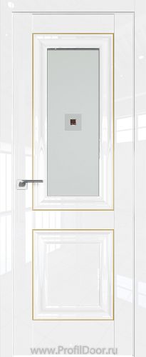 Дверь Profil Doors 28L Белый Люкс молдинг Золото стекло Узор Матовое
