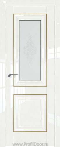Дверь Profil Doors 28L цвет ДаркВайт Люкс стекло Кристалл Матовое молдинг Золото