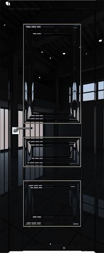 Дверь Profil Doors 25L цвет Черный люкс молдинг Серебро