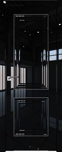 Дверь Profil Doors 27L цвет Черный люкс молдинг Серебро