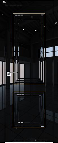 Дверь Profil Doors 27L цвет Черный люкс молдинг Золото