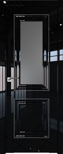 Дверь Profil Doors 28L цвет Черный люкс стекло Графит молдинг Серебро