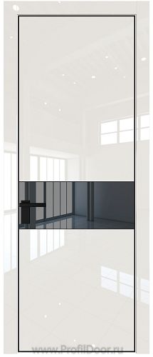 Дверь Profil Doors 17LA цвет Магнолия люкс стекло Зеркало Grey цвет профиля Черный матовый RAL9005