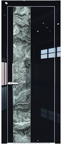 Дверь Profil Doors 19LA цвет Черный люкс стекло Атриум серебро цвет профиля Серебро