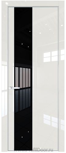 Дверь Profil Doors 19LA цвет Магнолия люкс стекло Lacobel Черный лак цвет профиля Серебро
