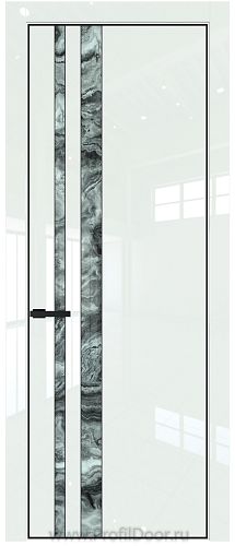 Дверь Profil Doors 20LA цвет ДаркВайт Люкс стекло Атриум серебро цвет профиля Черный матовый RAL9005