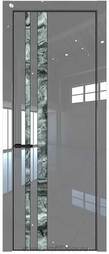 Дверь Profil Doors 20LA цвет Грей Люкс стекло Атриум серебро цвет профиля Черный матовый RAL9005