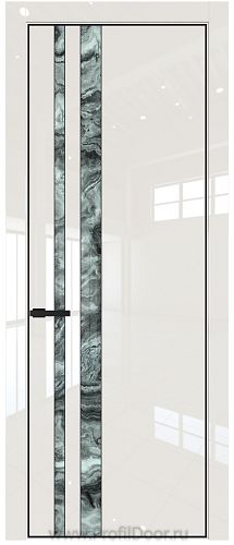Дверь Profil Doors 20LA цвет Магнолия люкс стекло Атриум серебро цвет профиля Черный матовый RAL9005