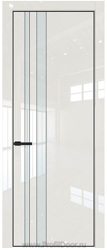 Дверь Profil Doors 20LA цвет Магнолия люкс стекло Lacobel Белый лак цвет профиля Черный матовый RAL9005