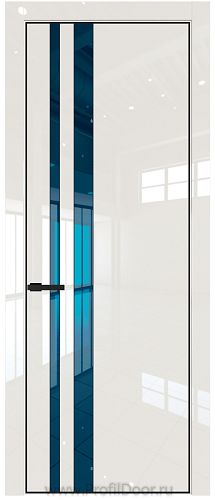 Дверь Profil Doors 20LA цвет Магнолия люкс стекло Зеркало Blue цвет профиля Черный матовый RAL9005