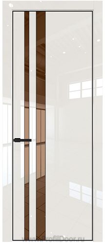 Дверь Profil Doors 20LA цвет Магнолия люкс стекло Зеркало Bronza цвет профиля Черный матовый RAL9005