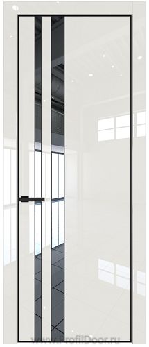 Дверь Profil Doors 20LA цвет Магнолия люкс стекло Зеркало цвет профиля Черный матовый RAL9005