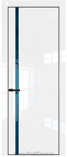 Дверь Profil Doors 21LA цвет Белый люкс стекло Зеркало Blue цвет профиля Черный матовый RAL9005