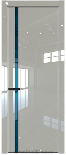 Дверь Profil Doors 21LA цвет Галька люкс стекло Зеркало Blue цвет профиля Черный матовый RAL9005