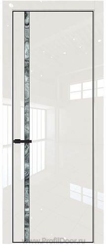 Дверь Profil Doors 21LA цвет Магнолия люкс стекло Атриум серебро цвет профиля Черный матовый RAL9005