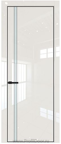 Дверь Profil Doors 21LA цвет Магнолия люкс стекло Lacobel Белый лак цвет профиля Черный матовый RAL9005