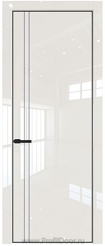 Дверь Profil Doors 21LA цвет Магнолия люкс стекло Lacobel лак Классик цвет профиля Черный матовый RAL9005