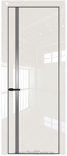Дверь Profil Doors 21LA цвет Магнолия люкс стекло Lacobel Серебро Матлак цвет профиля Черный матовый RAL9005