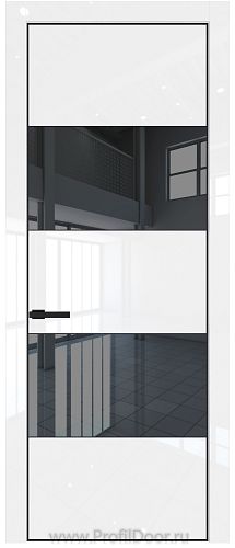 Дверь Profil Doors 22LA цвет Белый люкс стекло Зеркало Grey цвет профиля Черный матовый RAL9005