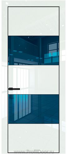 Дверь Profil Doors 22LA цвет ДаркВайт Люкс стекло Зеркало Blue цвет профиля Черный матовый RAL9005