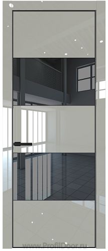 Дверь Profil Doors 22LA цвет Галька люкс стекло Зеркало Grey цвет профиля Черный матовый RAL9005