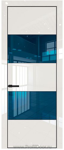 Дверь Profil Doors 22LA цвет Магнолия люкс стекло Зеркало Blue цвет профиля Черный матовый RAL9005