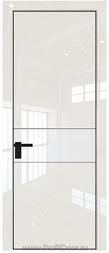 Дверь Profil Doors 17LE цвет Магнолия люкс кромка Черный матовый RAL9005 стекло Lacobel лак Классик