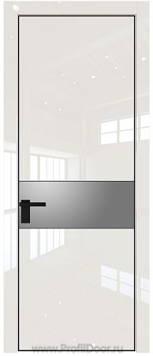 Дверь Profil Doors 17LE цвет Магнолия люкс кромка Черный матовый RAL9005 стекло Lacobel Серебро Матлак