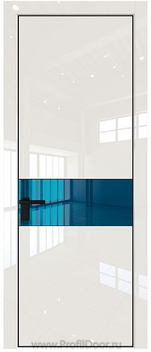 Дверь Profil Doors 17LE цвет Магнолия люкс кромка Черный матовый RAL9005 стекло Зеркало Blue