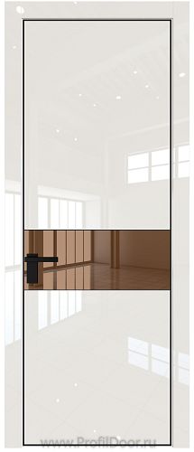 Дверь Profil Doors 17LE цвет Магнолия люкс кромка Черный матовый RAL9005 стекло Зеркало Bronza