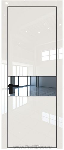 Дверь Profil Doors 17LE цвет Магнолия люкс кромка Черный матовый RAL9005 стекло Зеркало