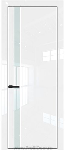 Дверь Profil Doors 18LE цвет Белый люкс кромка Черный матовый RAL9005 стекло Lacobel Белый лак