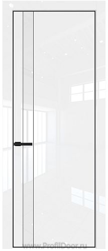 Дверь Profil Doors 18LE цвет Белый люкс кромка Черный матовый RAL9005 стекло Lacobel лак Классик