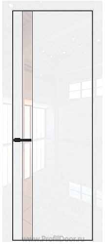 Дверь Profil Doors 18LE цвет Белый люкс кромка Черный матовый RAL9005 стекло Lacobel Перламутровый лак