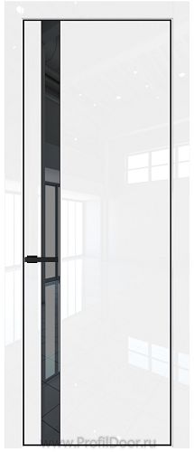 Дверь Profil Doors 18LE цвет Белый люкс кромка Черный матовый RAL9005 стекло Зеркало Grey