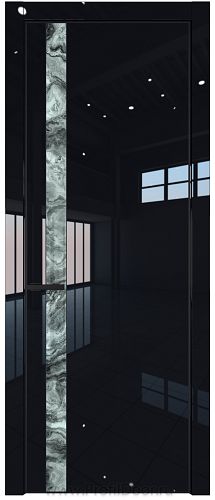 Дверь Profil Doors 18LE цвет Черный люкс кромка Черный матовый RAL9005 стекло Атриум серебро