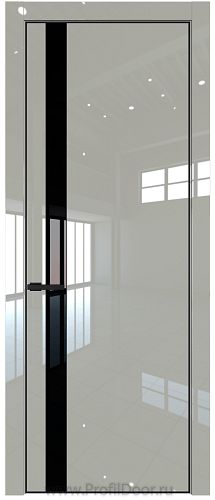 Дверь Profil Doors 18LE цвет Галька люкс кромка Черный матовый RAL9005 стекло Lacobel Черный лак