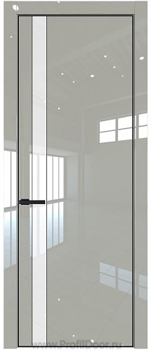 Дверь Profil Doors 18LE цвет Галька люкс кромка Черный матовый RAL9005 стекло Lacobel лак Классик