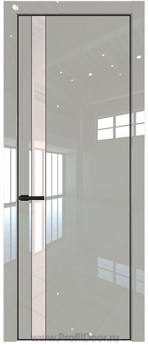 Дверь Profil Doors 18LE цвет Галька люкс кромка Черный матовый RAL9005 стекло Lacobel Перламутровый лак